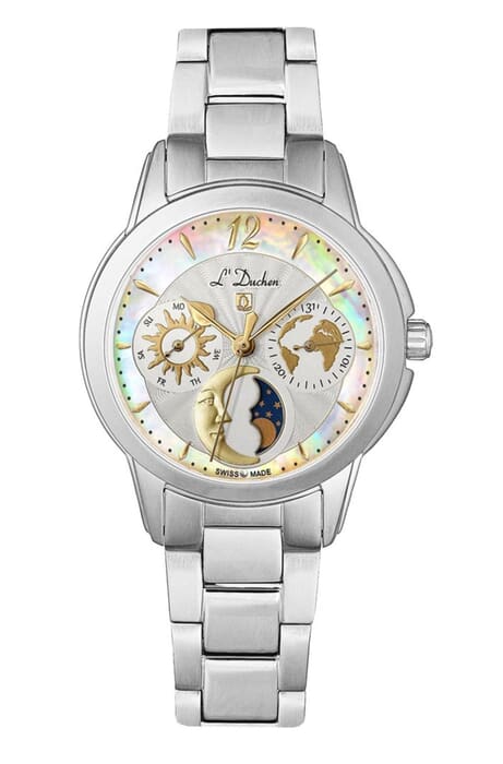 Женские часы L`Duchen Petit Celeste D 857.10.32, механизм кварцевый, циферблат белый, браслет нержавеющая сталь — Изображение 1